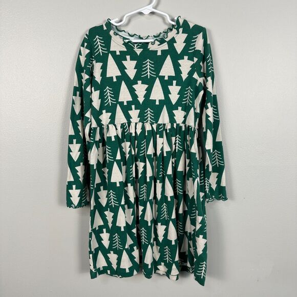 Hanna Andersson Girls 130 8 Long Sleeve Christmas Dress Green Tree Holiday - Picture 1 of 4